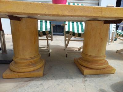 Beton Tisch beige  2 m x 1 m, Höhe 73 cm, Platte 8 cm dick