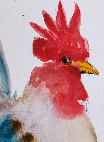 Blue and Red Rooster