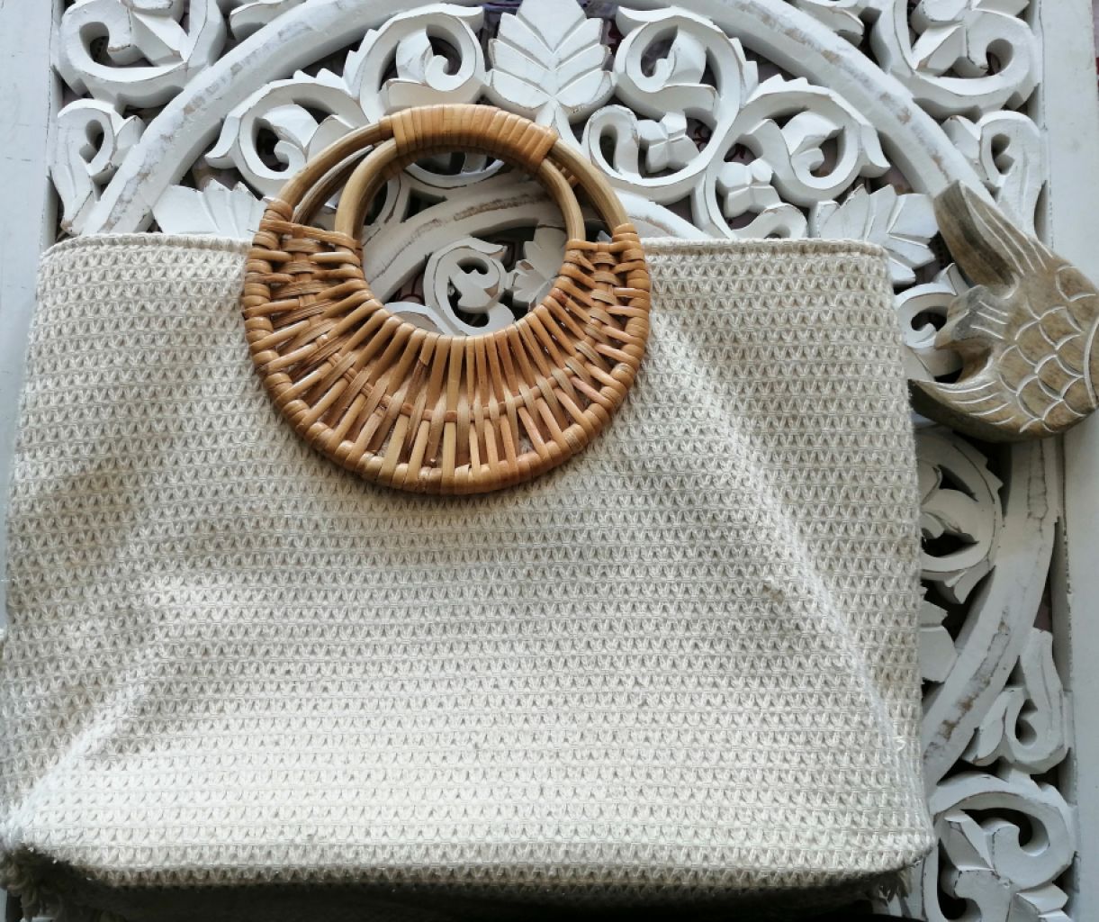Boho Handtasche Baumwolle Holz
