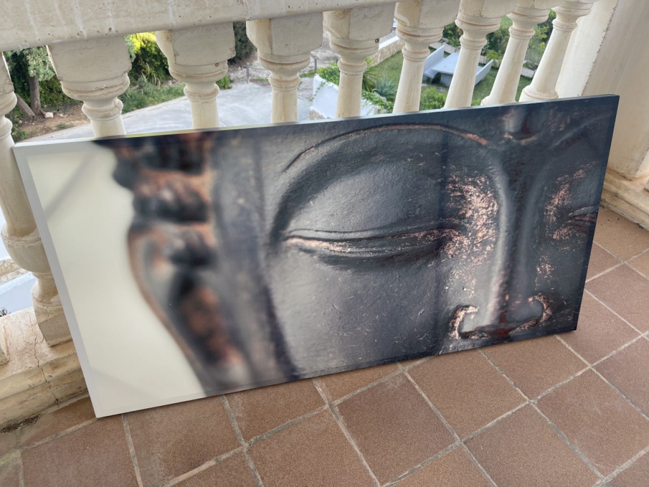 Buddha auf Holzrahmen