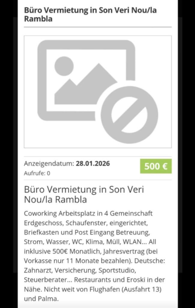 Büro Arbeitsplatz (Coworking)zu vermieten in Son Veri Nou