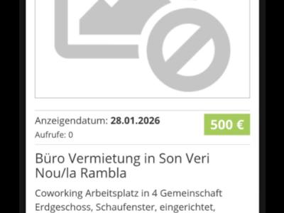 Büro Arbeitsplatz (Coworking)zu vermieten in Son Veri Nou