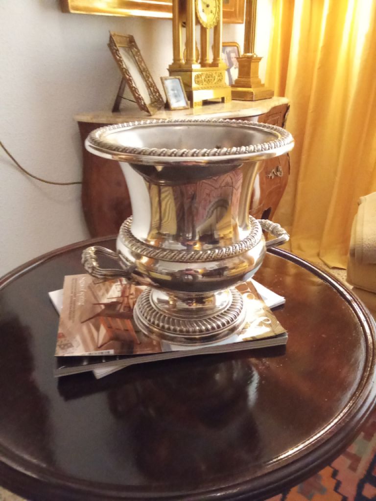 Enfriador de champán procedente de propiedad aristocrática – acero inoxidable, altura 24 cm!
