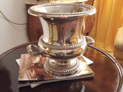 Enfriador de champán procedente de propiedad aristocrática – acero inoxidable, altura 24 cm!