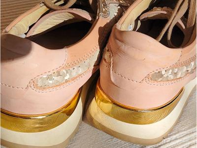 Damen, Pailletten-Sneaker kombinieren Roségold, Beige- und Metallic-Töne, Gr. 38