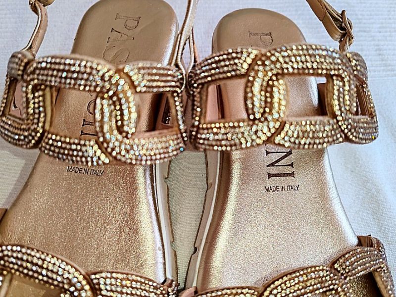 Damen-Sandale, Nappaleder/Strasssteine Gr. 38, Italien