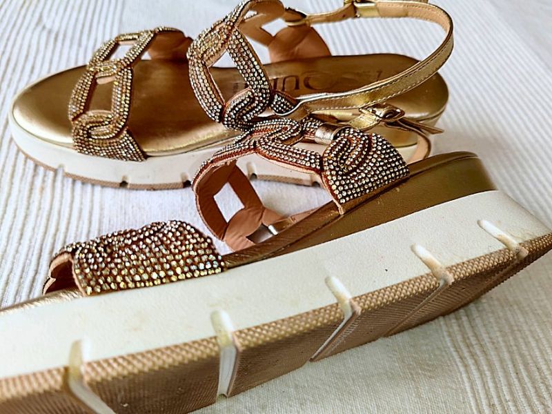 Damen-Sandale, Nappaleder/Strasssteine Gr. 38, Italien