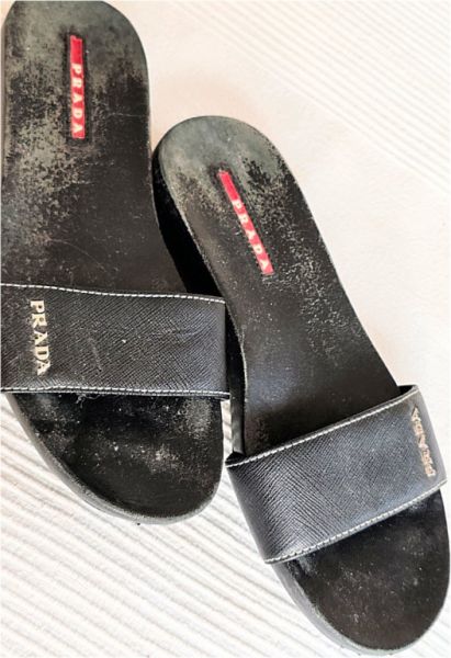 Women's black vintage Prada slides, size 38