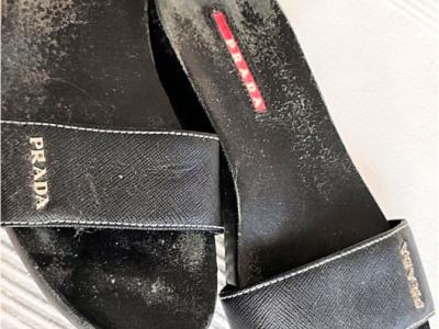 Women's black vintage Prada slides, size 38