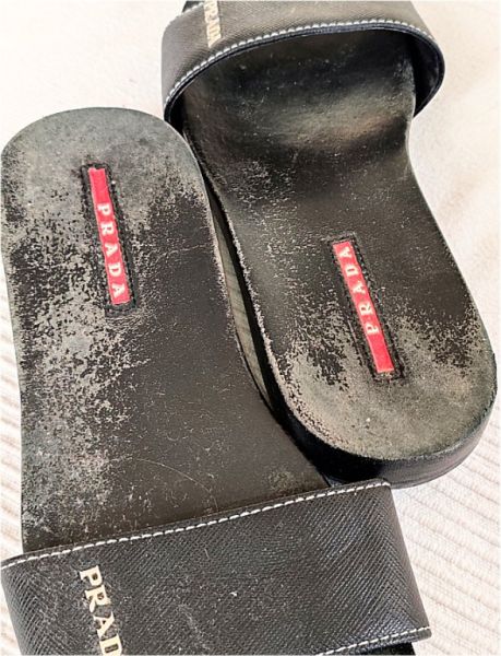 Women's black vintage Prada slides, size 38