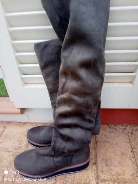 Botas de mujer ante sintético Talla 40 con cuña verde musgo