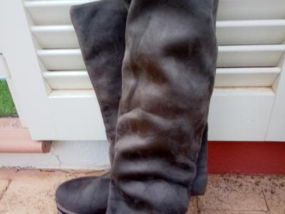 Botas de mujer ante sintético Talla 40 con cuña verde musgo