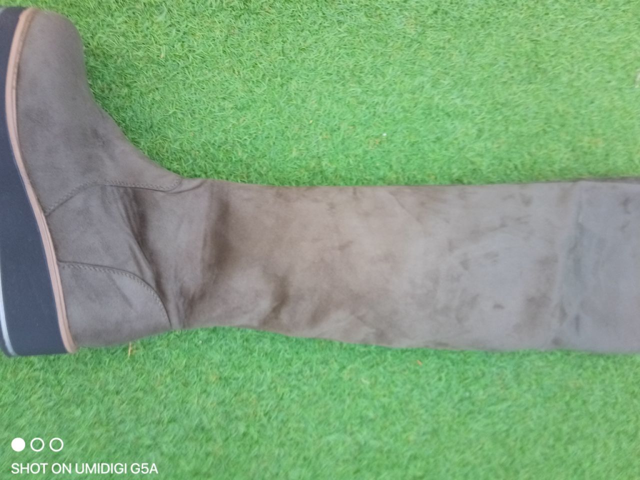 Botas de mujer ante sintético Talla 40 con cuña verde musgo