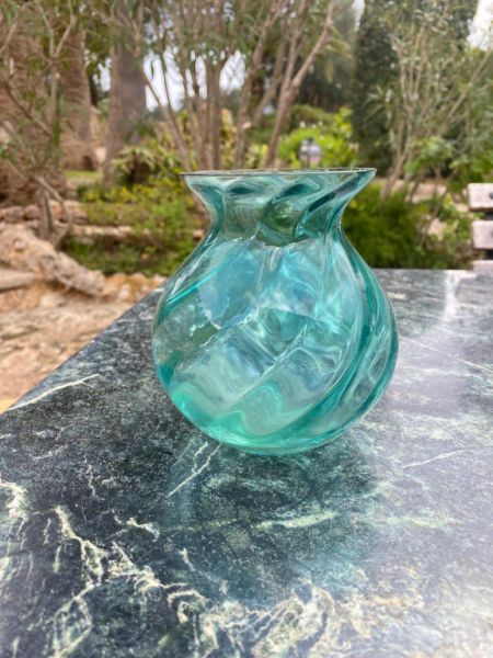 DECORACIÓN jarrón grande de vidrio para flores color turquesa