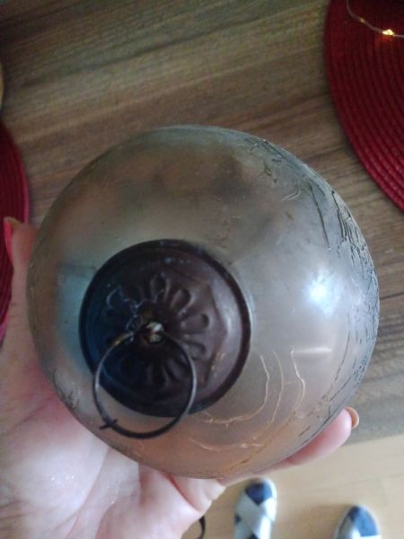 Decorative marbled gray glass ball