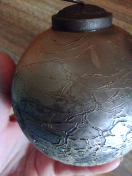 Decorative marbled gray glass ball