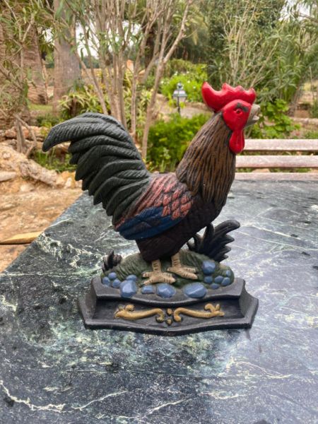 Tope de puerta decorativo de hierro, diseño de gallo