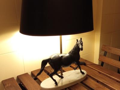 Decorative Bronze Horse Lamp – Table Lamp on Carrara Marble Base from Aristocratic Ownership.