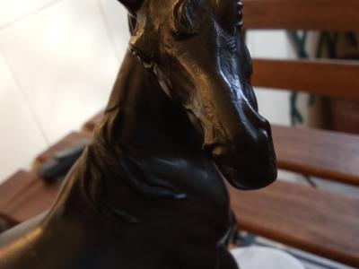 Decorative Bronze Horse Lamp – Table Lamp on Carrara Marble Base from Aristocratic Ownership.