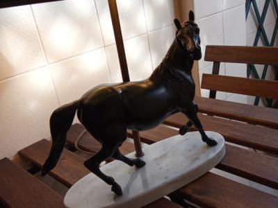 Decorative Bronze Horse Lamp – Table Lamp on Carrara Marble Base from Aristocratic Ownership.