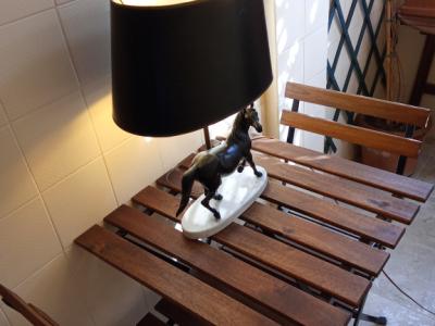 Decorative Bronze Horse Lamp – Table Lamp on Carrara Marble Base from Aristocratic Ownership.