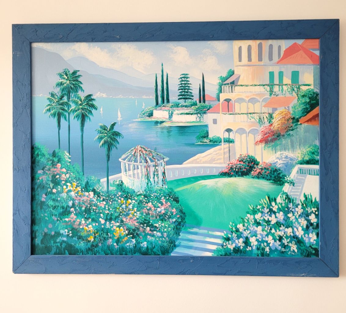 Cuadro decorativo "Paisaje montañoso mediterráneo con lago"