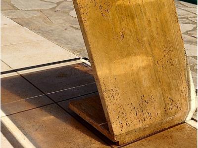 Mesa de centro de diseño 70/80 posmoderna – Hormigón y vidrio ahumado – Diseño 3 en 1