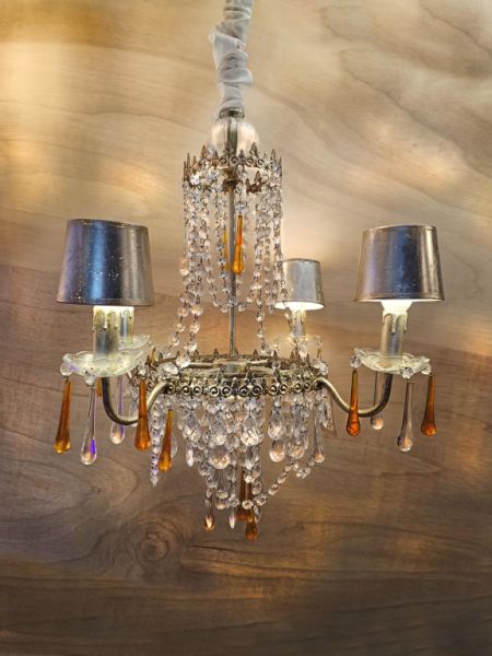 Elegant ceiling lamp, 4 lights, with glass crystal, NEW, showroom model, now at a great price