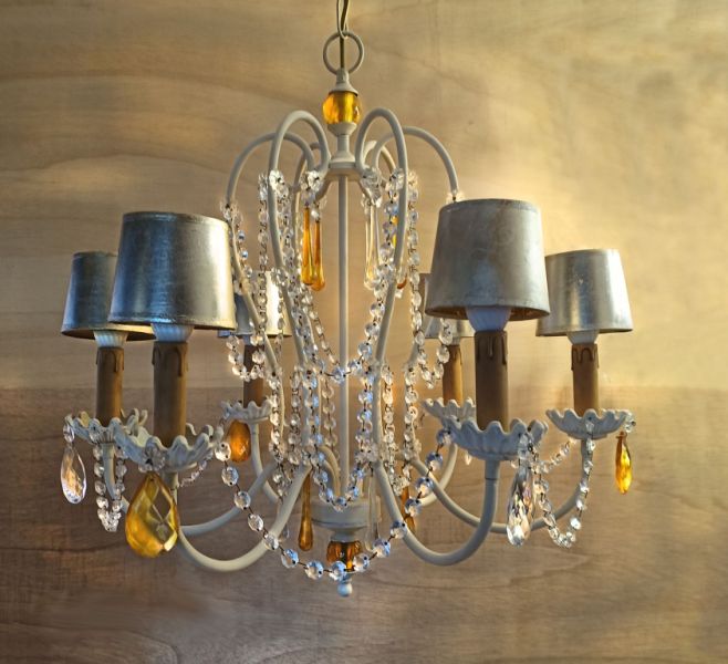 Elegant ceiling lamp, 6 lights, with crystal glass, NEW, display model, now at a great price