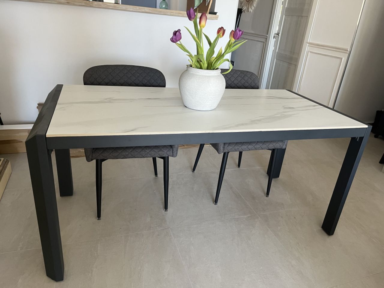 Esstisch Marmorfliesenplatte