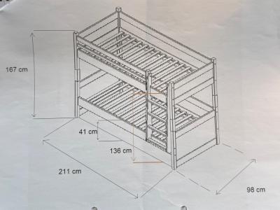 Etagenbett 211 x 167 cm in Weiß
