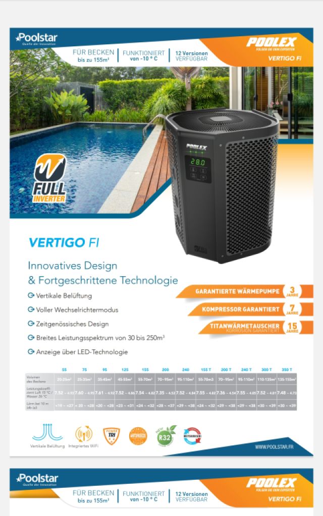 Exclusive Poolheizungen bis 155 qbm Wasser.