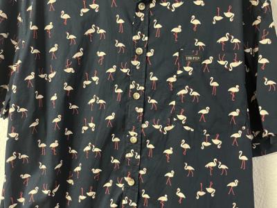 Flamingo-Kurzarmhemd, blau, Herren, XL