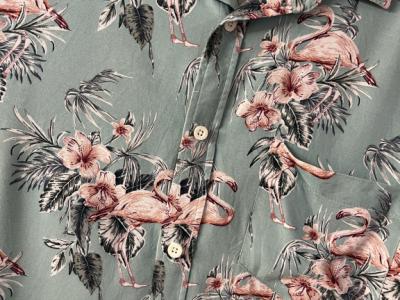 Flamingo-Kurzarmhemd Herren, Gr L