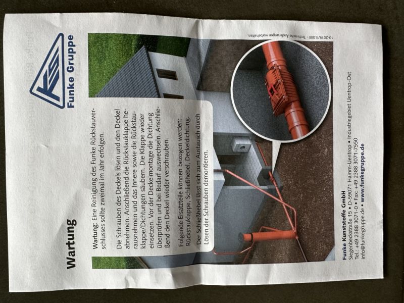 Funke Rückstauverschluss !!