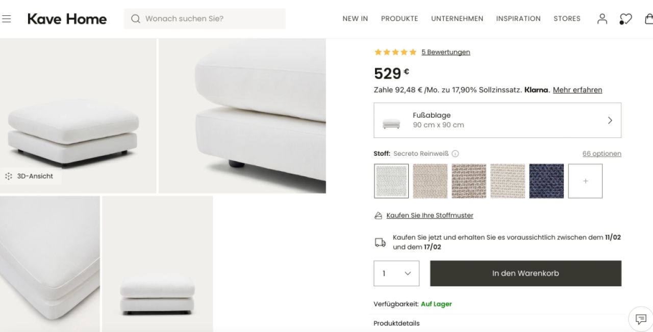 Reposapiés de Kave Home 90 x 90 cm