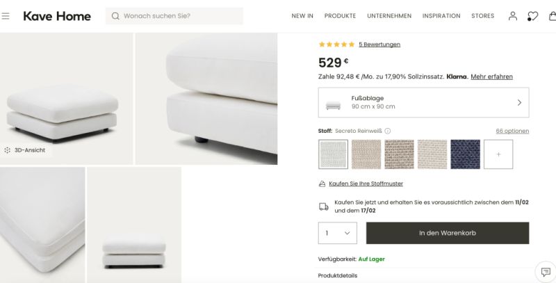 Reposapiés de Kave Home 90 x 90 cm