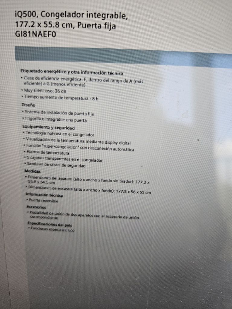 Gefriergerät, vollintegriert Siemens iQ500 GI81NACF0, 177,2/178,8 x56/ 57 x 55cm, 213L, NoFrost