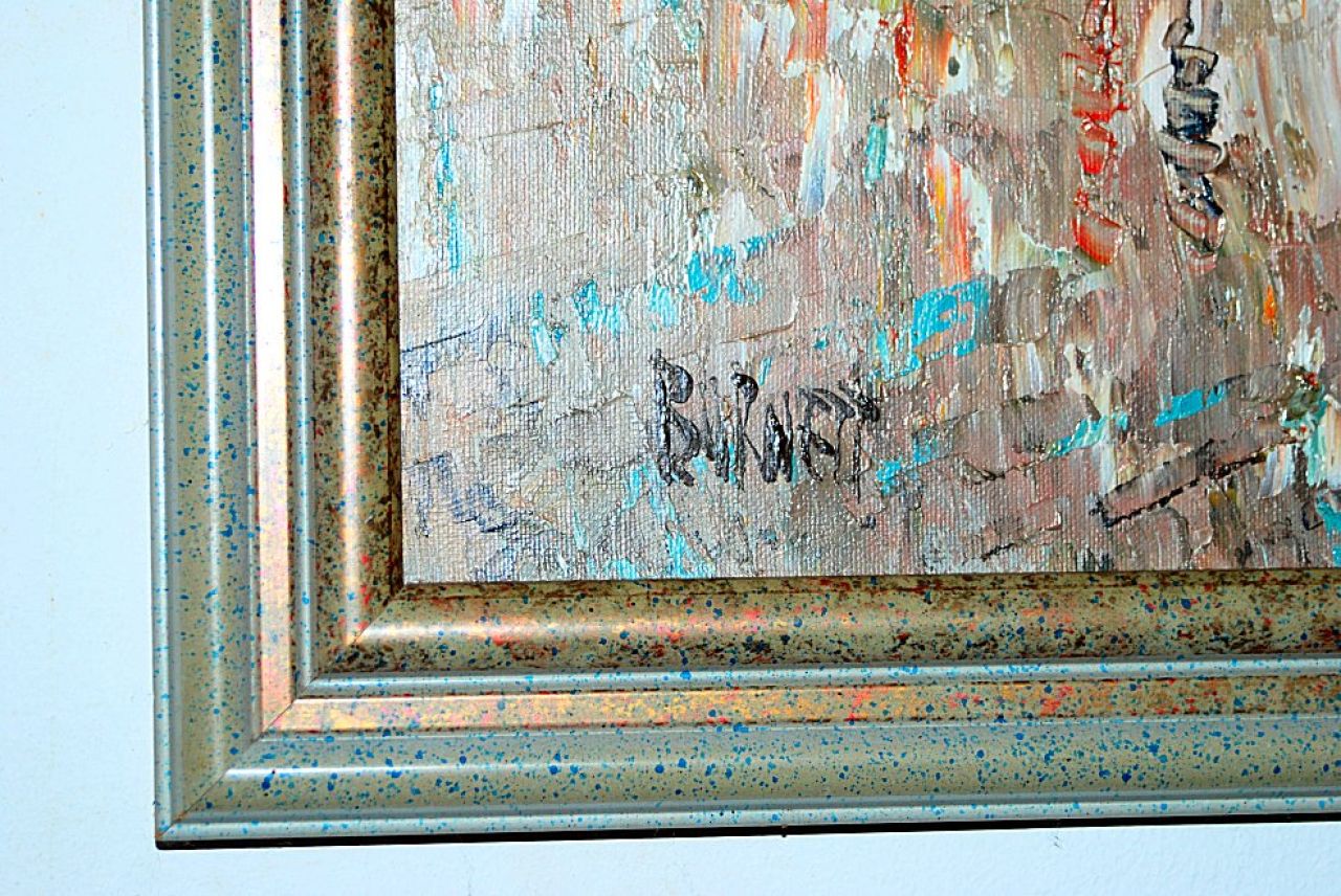 Pintura, óleo sobre lienzo, Caroline Burnett. Pintura al óleo firmada con marco