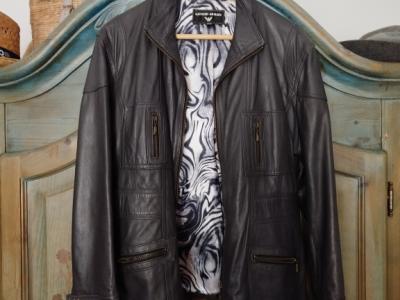 Giorgio Armani Damen-Leder Jacke Gr.40-42 schwarz Kalbsleder