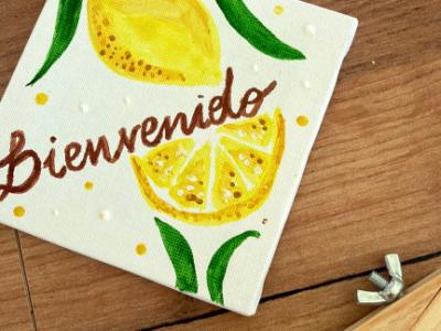 Cuadros de bienvenida pintados a mano “Bienvenidos” – por encargo