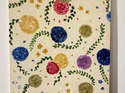 Cuadro acrílico pintado a mano de flores – diseño propio