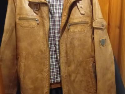 Light brown men's leather jacket Size 48 - XL