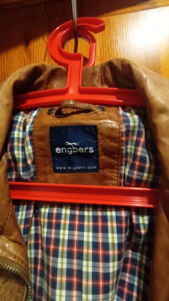 Light brown men's leather jacket Size 48 - XL