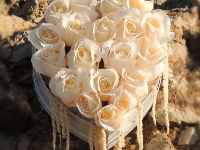 Heart-shaped Box with White Paper Roses