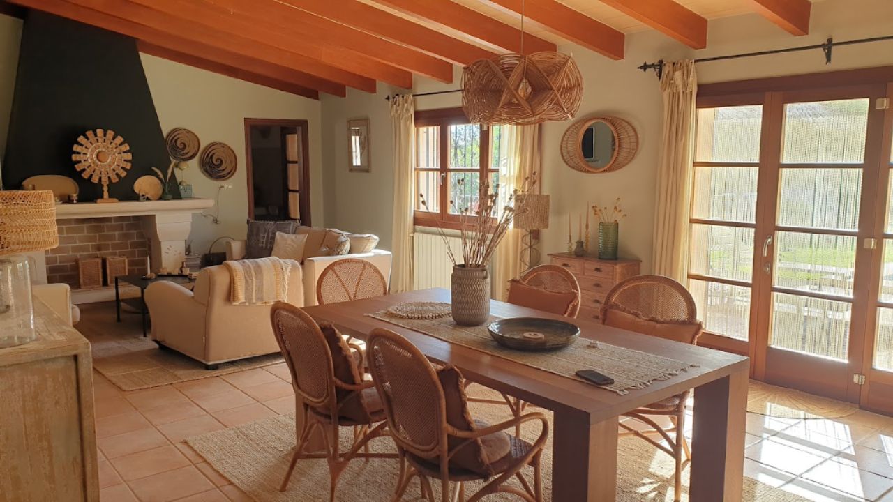 Hochwertiger Holztisch 200x100 + 5 Denzzo Korbstühle zu verkaufen TOP ZUSTAND