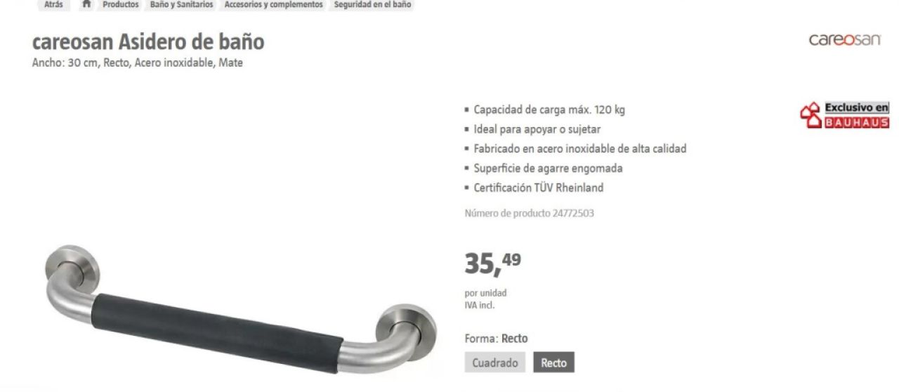 Asa de bañera de alta calidad de 30 cm certificada por TÜV Rheinland (NUEVA/SIN USAR) para recoger e