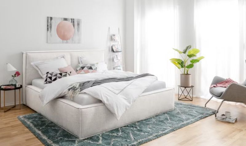 high-quality upholstered bed (160 × 200 cm) including slatted base