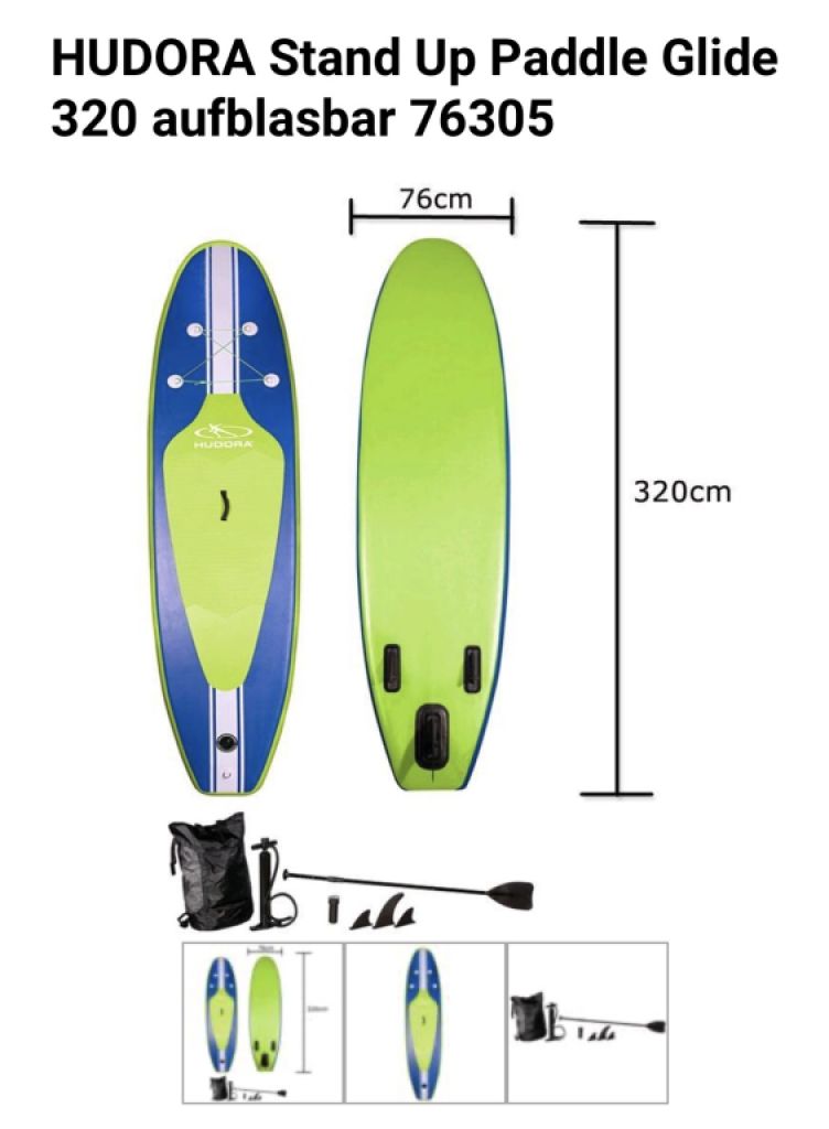 HUDORA Stand Up Paddle Glide 320 aufblasbar 76305