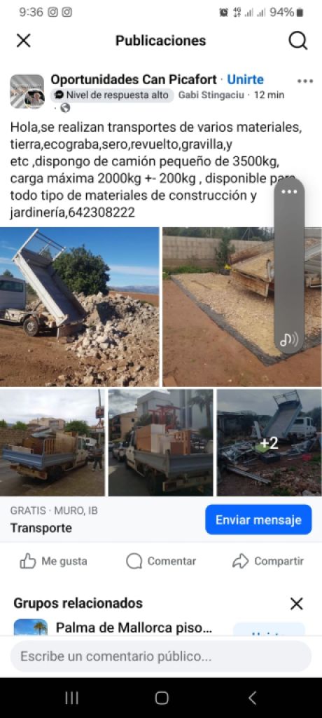 Ich biete Transport auf ganz Mallorca an.